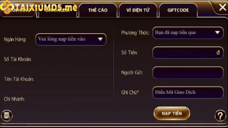 Nạp tiền Taixiumd5.me có đơn giản hay không?