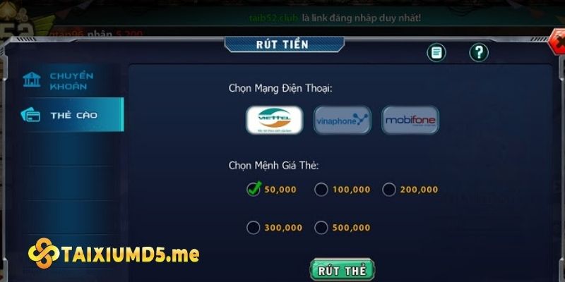 B52 là cổng game cho phép nhận thưởng bằng thẻ cào điện thoại