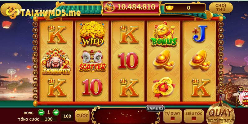 Nổ hũ thần tài giao diện 3D quay slot siêu tốc